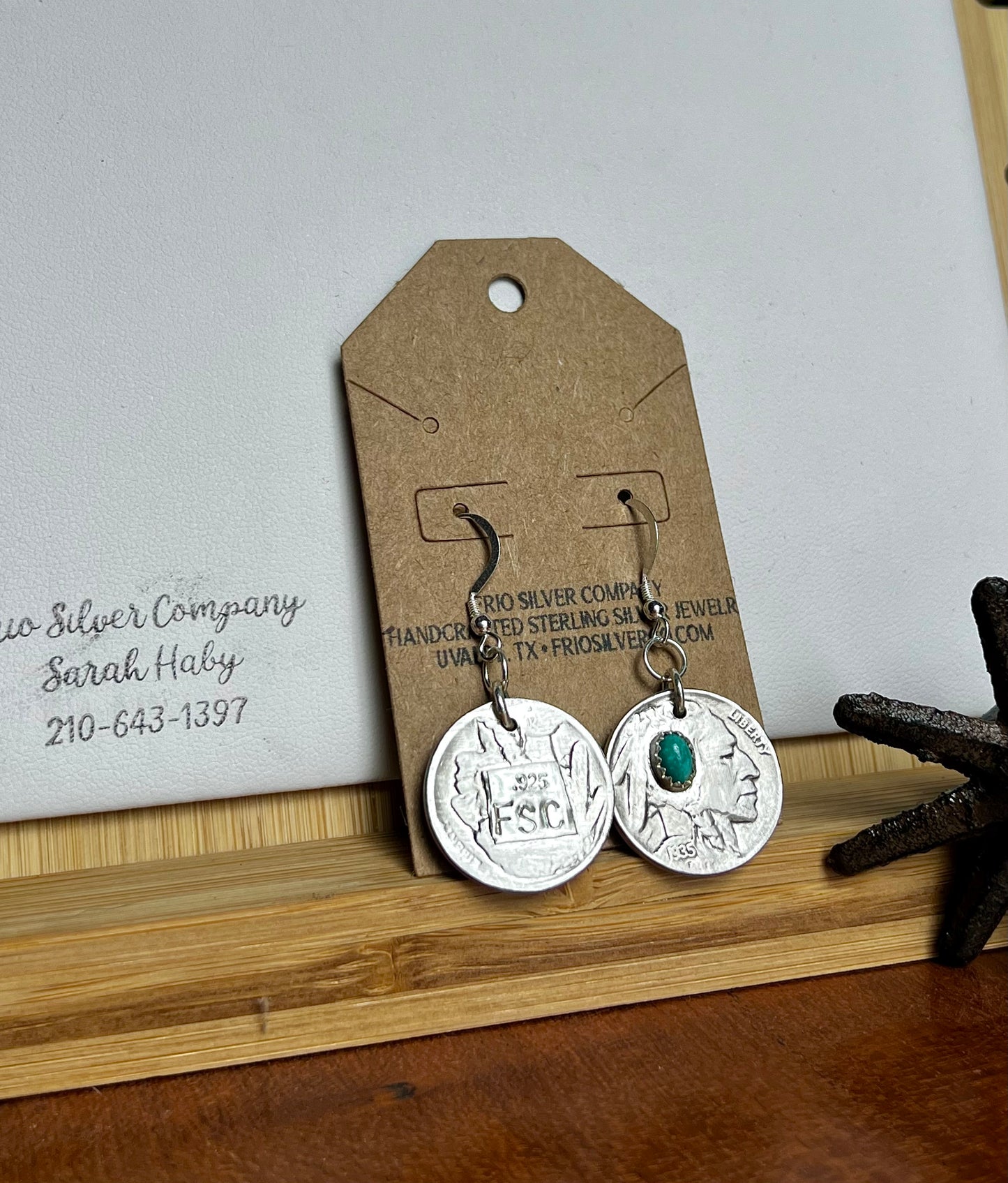 Turquoise Buffalo/Indian Earrings