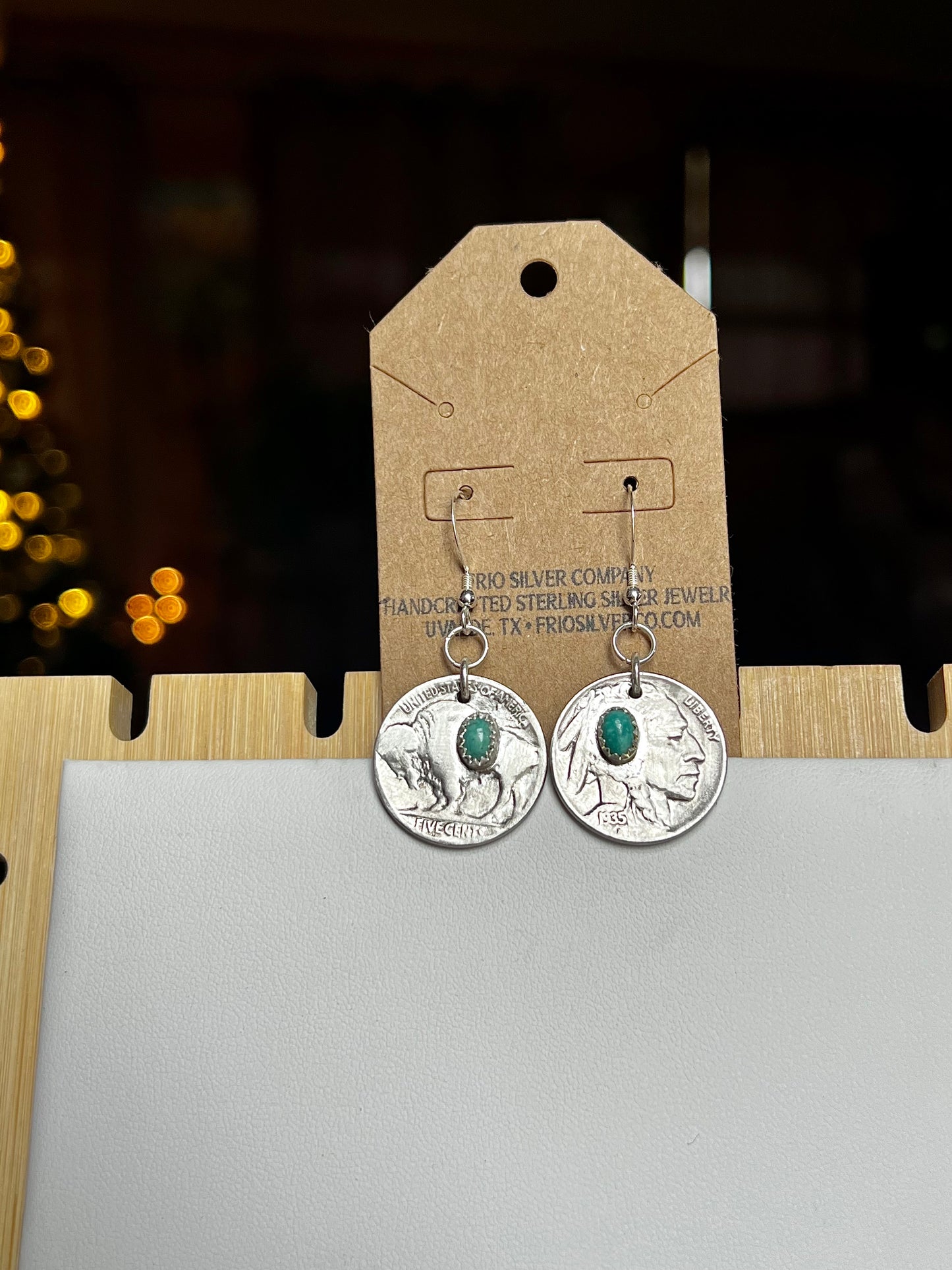 Turquoise Buffalo/Indian Earrings