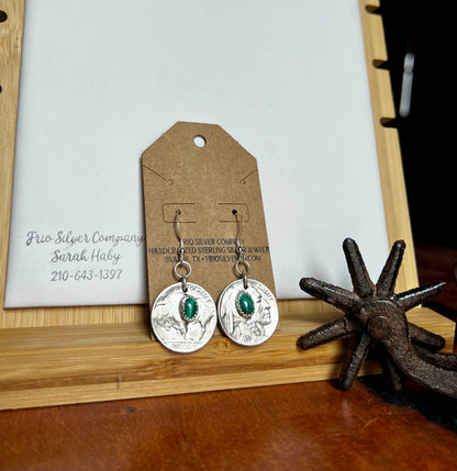 Malachite Buffalo/Indian Earrings
